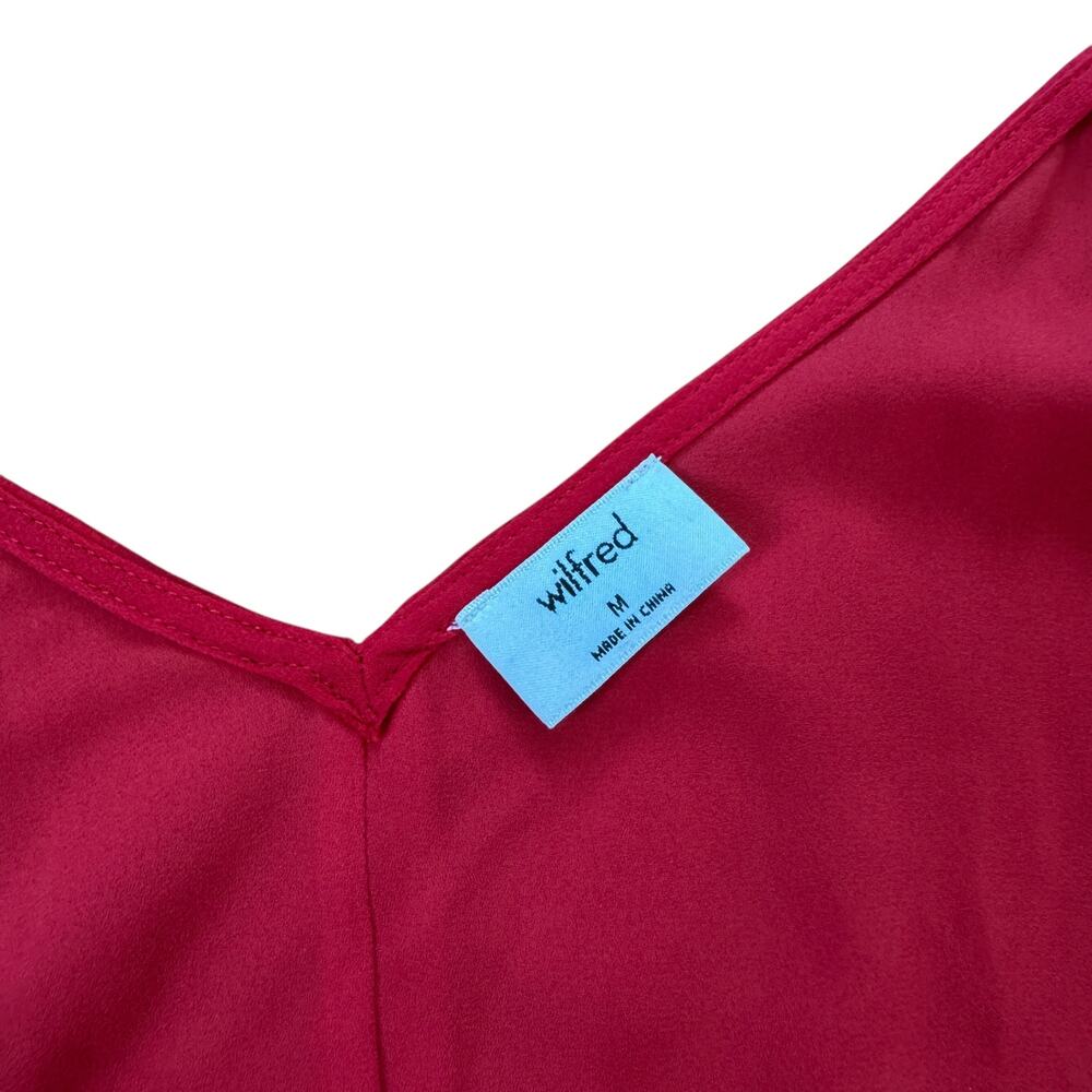 Aritzia Wilfred Wrap Pleated Midi Dress Red - Picture 4 of 11